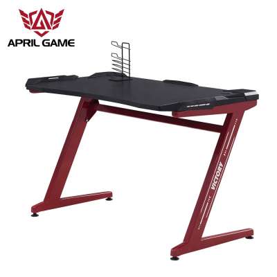 April Game Y-GD27-1 MDF Steel Home Office Laptop Desk Computer Gaming Desk Red with ABS Protector